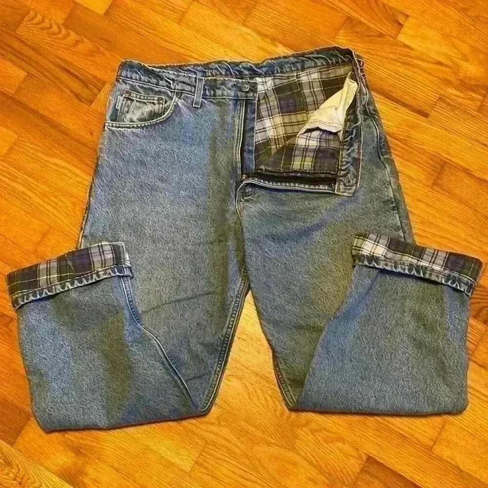 Carhartt Blue Denim Flannel Lined Men’s 38X30 Jeans.
